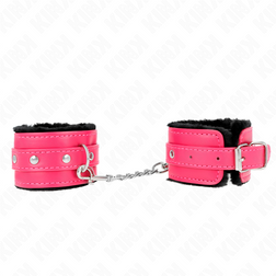 Menottes poignets cuirette rose & fourrure noire — Wrist Restraint — vue 2