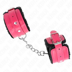 Menottes poignets cuirette rose & fourrure noire — Wrist Restraint — vue 3