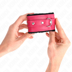 Menottes poignets cuirette rose & fourrure noire — Wrist Restraint — vue 4
