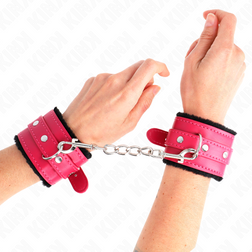 Menottes poignets cuirette rose & fourrure noire — Wrist Restraint