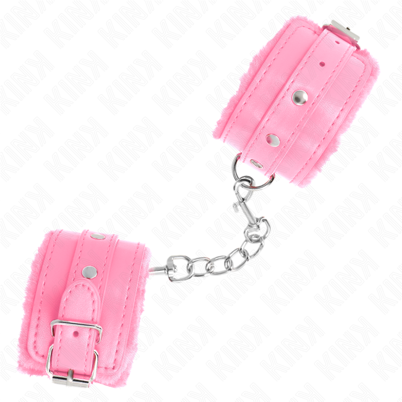 KINK APPUI POIGNETS DOUBLES DE FOURRURE PREMIUM ROSE AVEC CEINTURE ROSE REGLABLE 17 29 CM X 6 CM