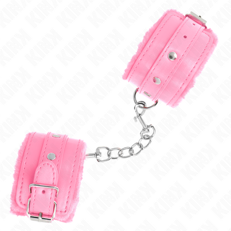 KINK APPUI POIGNETS DOUBLES DE FOURRURE PREMIUM ROSE AVEC CEINTURE ROSE REGLABLE 17 29 CM X 6 CM