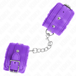 Menottes cuir vegan violet avec fourrure — Wrist Restraint — vue 3