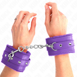 Menottes cuir vegan violet avec fourrure — Wrist Restraint