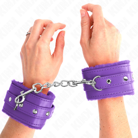 KINK APPUI POIGNETS DOUBLES DE FOURRURE PREMIUM VIOLET AVEC CEINTURE VIOLET AJUSTABLE 17 29 CM X 6 CM