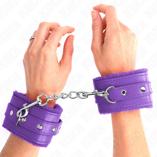 KINK APPUI POIGNETS DOUBLES DE FOURRURE PREMIUM VIOLET AVEC CEINTURE VIOLET AJUSTABLE 17 29 CM X 6 CM