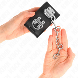 Menottes bondage multipositions à cadenas — cuirette 5,5 cm noire — vue 4