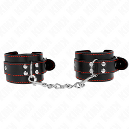 Menottes bondage noire à doublure rouge — 20-28 cm × 5,5 cm — vue 2