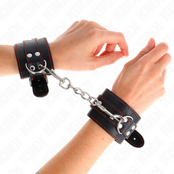 Menottes bondage noire à doublure rouge — 20-28 cm × 5,5 cm
