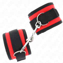 Menottes poignets nylon noir liseré rouge — image 3