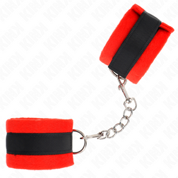 Menottes débutant fourrure rouge sur sangle noire — image 3
