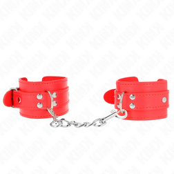 Menottes poignets bondage simili cuir rouge compact — vue 2