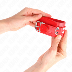 Menottes poignets bondage simili cuir rouge compact — vue 4