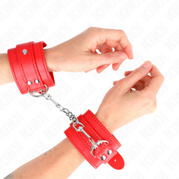 Menottes poignets bondage simili cuir rouge compact
