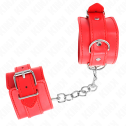 Menottes poignets bondage simili cuir rouge compact — vue 3