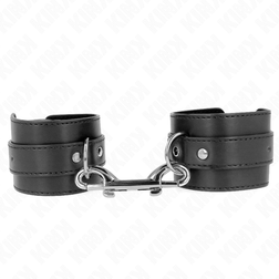 Menottes bondage cuirette larges 5 cm — boucle ardillon noire — vue 2