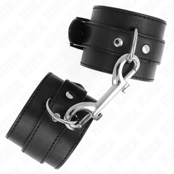 Menottes bondage cuirette larges 5 cm — boucle ardillon noire — vue 3