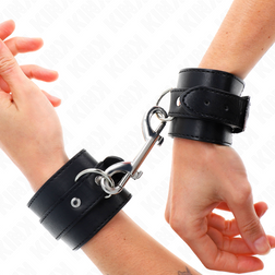 Menottes bondage cuirette larges 5 cm — boucle ardillon noire