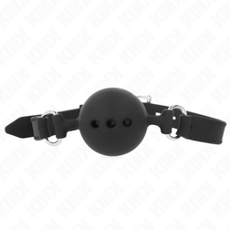 Bâillon boule 100% silicone noir — Taille M (4,5 cm) en Silicone noir vu de face