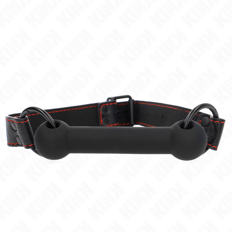 Bâillon os Bone Gag en silicone noir — Kink vu de face pour un plaisir sensuel ou intense