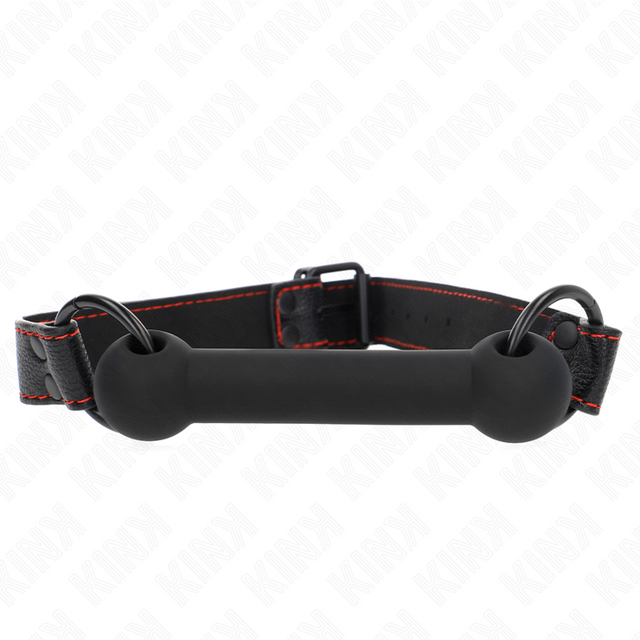 Bâillon os Bone Gag en silicone noir — Kink vu de face pour un plaisir sensuel ou intense