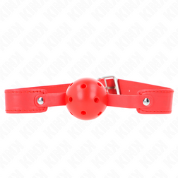Bâillon boule respirant tout rouge 4,5 cm — Kink vu de face