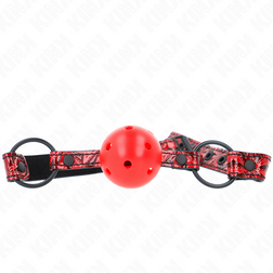 Bâillon boule silicone rouge 4,5 cm sangle simili-cuir Diamond M1 — Kink