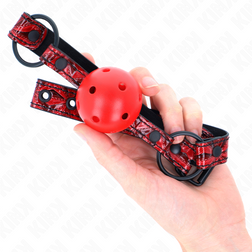 Bâillon boule silicone rouge 4,5 cm sangle simili-cuir Diamond M1 — Kink — vue 2