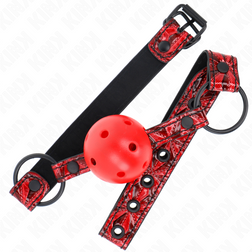 Bâillon boule silicone rouge 4,5 cm sangle simili-cuir Diamond M1 — Kink — vue 3