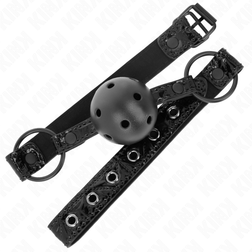 Bâillon boule silicone noire 4,5 cm sangle vernie Diamond M3 — Kink — vue 2