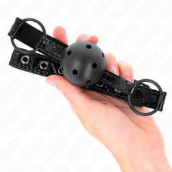 Bâillon boule silicone noire 4,5 cm sangle vernie Diamond M3 — Kink — vue 4