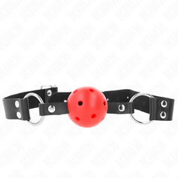 Bâillon boule silicone rouge 4 cm sangle rouge double rivet — Kink