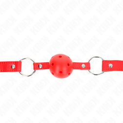 Bâillon mors style pony play rouge ajustable — vue 3