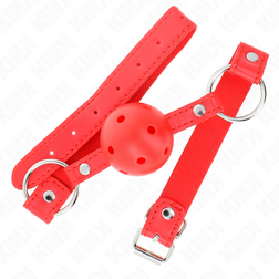 Bâillon mors style pony play rouge ajustable — vue 2