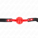 KINK BALLE DURE CREUSE ROUGE 4 CM GAG BRACELET NOIR 60 x 2 CM AJUSTABLE 37 52 CM