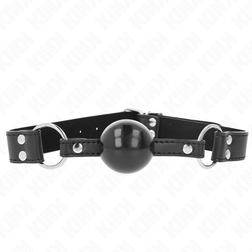 Bâillon boule silicone noire 4 cm sangle cuir noir — Kink