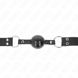 Bâillon boule silicone noire 4 cm sangle cuir noir — Kink — vue 4