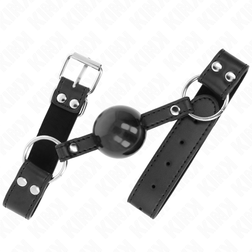 Bâillon boule silicone noire 4 cm sangle cuir noir — Kink — vue 3