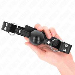 Bâillon boule silicone noire 4 cm sangle cuir noir — Kink — vue 2