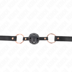 Bâillon boule respirante noire 4 cm anneaux or rose — Premium