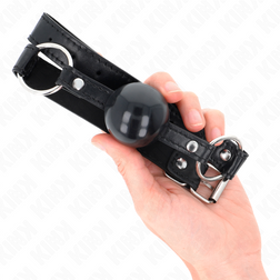 Bâillon boule noire classique 4 cm anneaux acier — vue 2