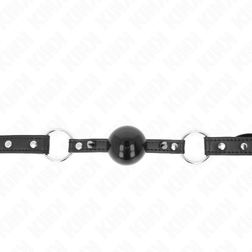 Bâillon boule noire 4 cm rivets pointus et snap lock — vue 4