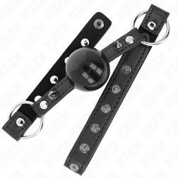 Bâillon boule noire 4 cm rivets pointus et snap lock — vue 3