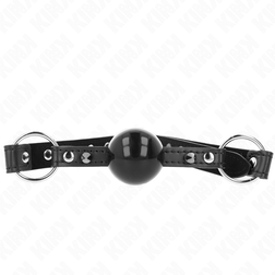 Bâillon boule noire 4 cm rivets pointus et snap lock