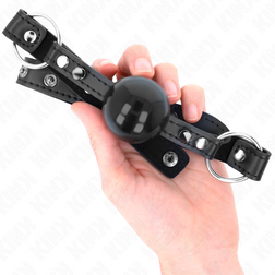 Bâillon boule noire 4 cm rivets pointus et snap lock — vue 2