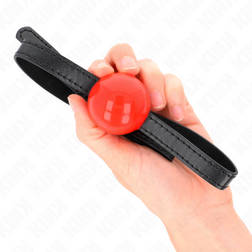 Bâillon boule rouge 4 cm sur sangle noire — vue 2