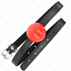 Bâillon boule rouge 4 cm sur sangle noire — vue 3