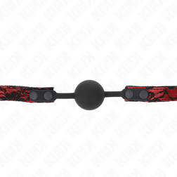 Bâillon boule silicone 4 cm sur sangle cloutée noire et rouge — vue 4