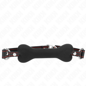 Bâillon BDSM os silicone noir 12 cm en Silicone noir vu de face