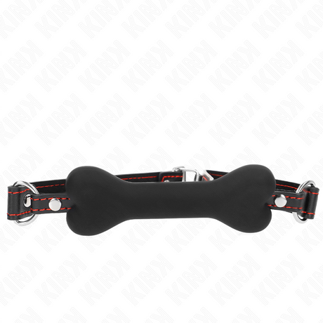 Bâillon BDSM os silicone noir 12 cm en Silicone noir vu de face